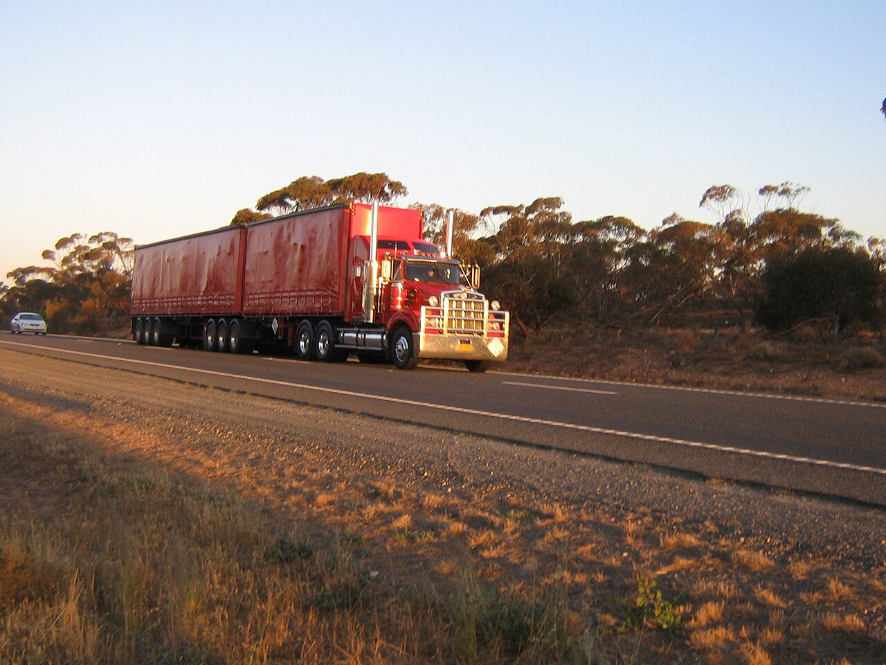 A loaded freight truck on the highway